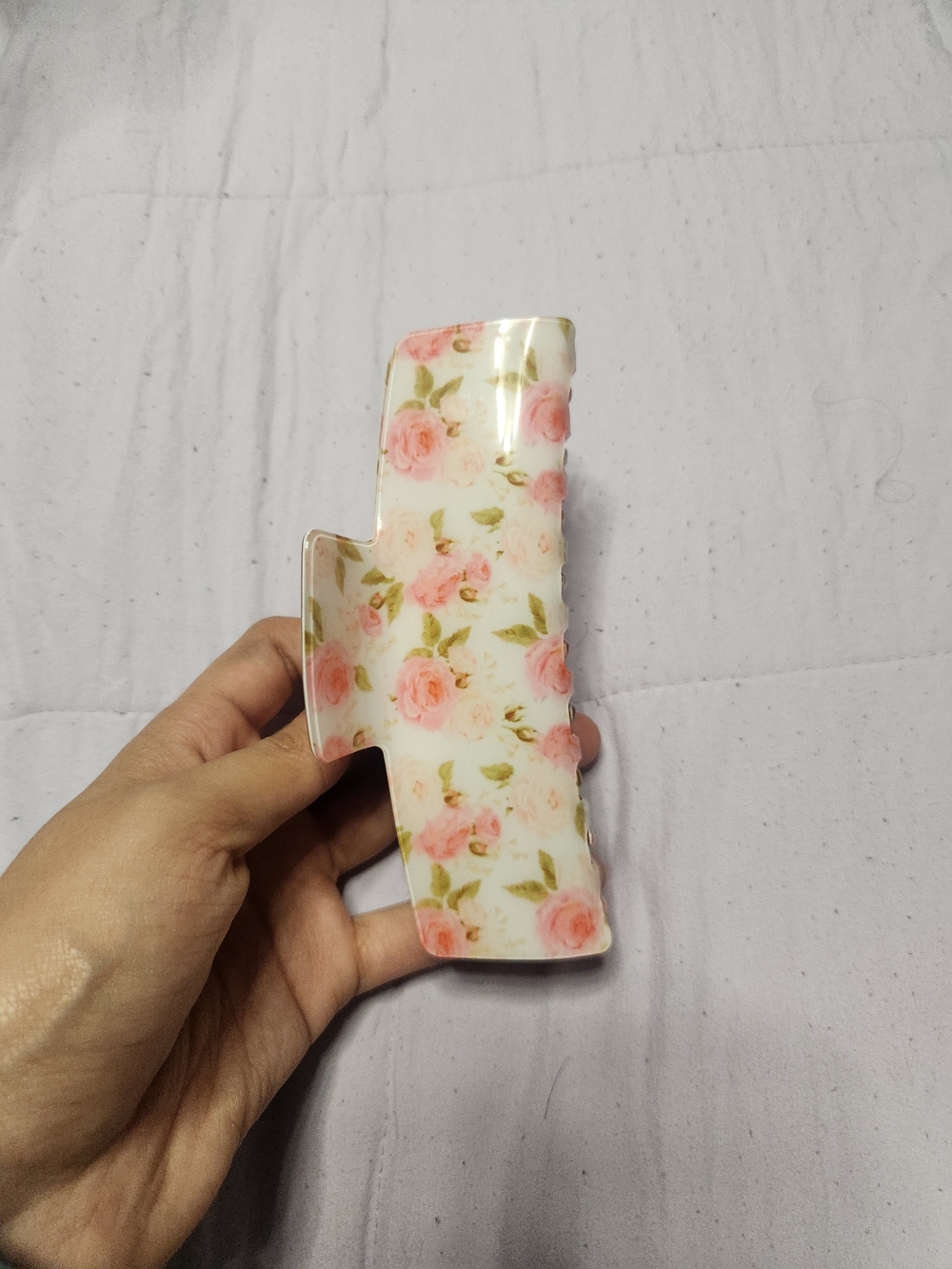 Floral Pink Rose Hair Claw Clip for Women